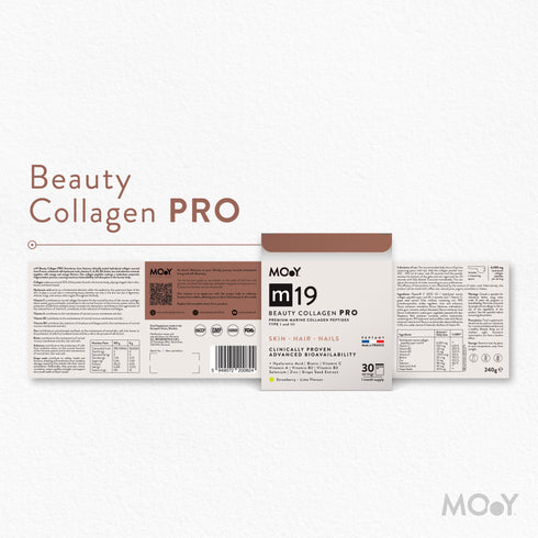 m19 PRO Colagen hidrolizat marin premium, dovedit clinic, beauty, 6.300mg tip I si III, aroma capsuni si lime, 30 portii, 240 g, Molecules of Youth, natural